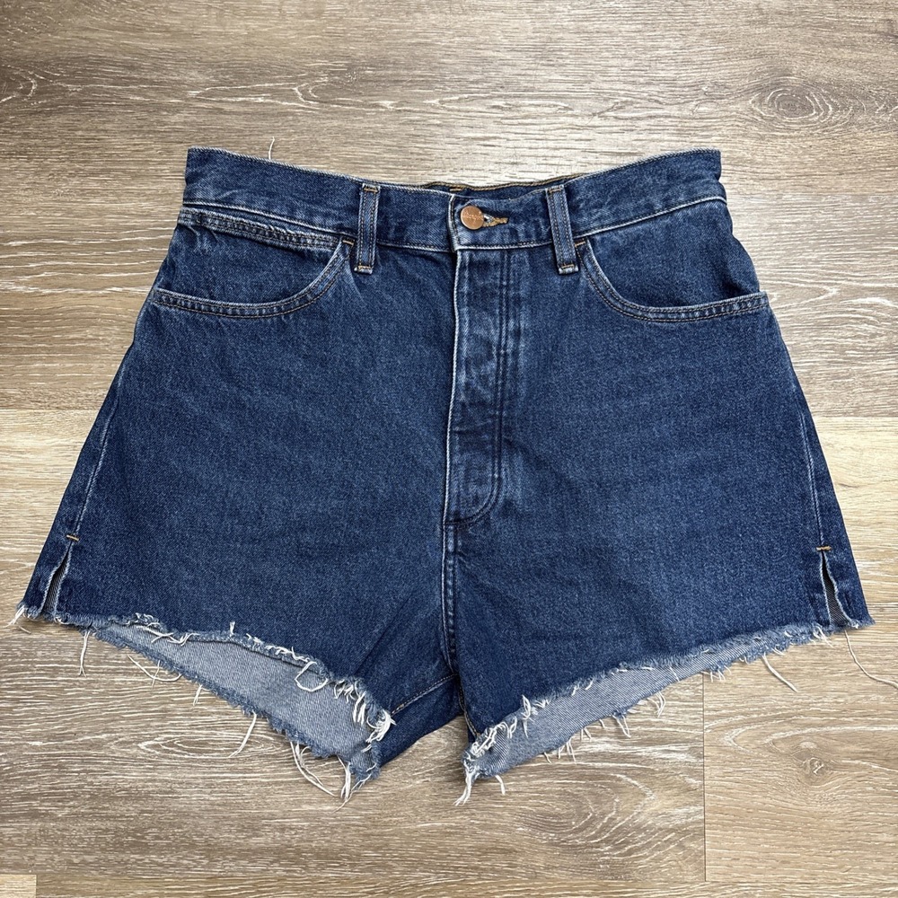 Wrangler High Rise Festival Shorts Medium Wash Denim Cut Off Women Size 30